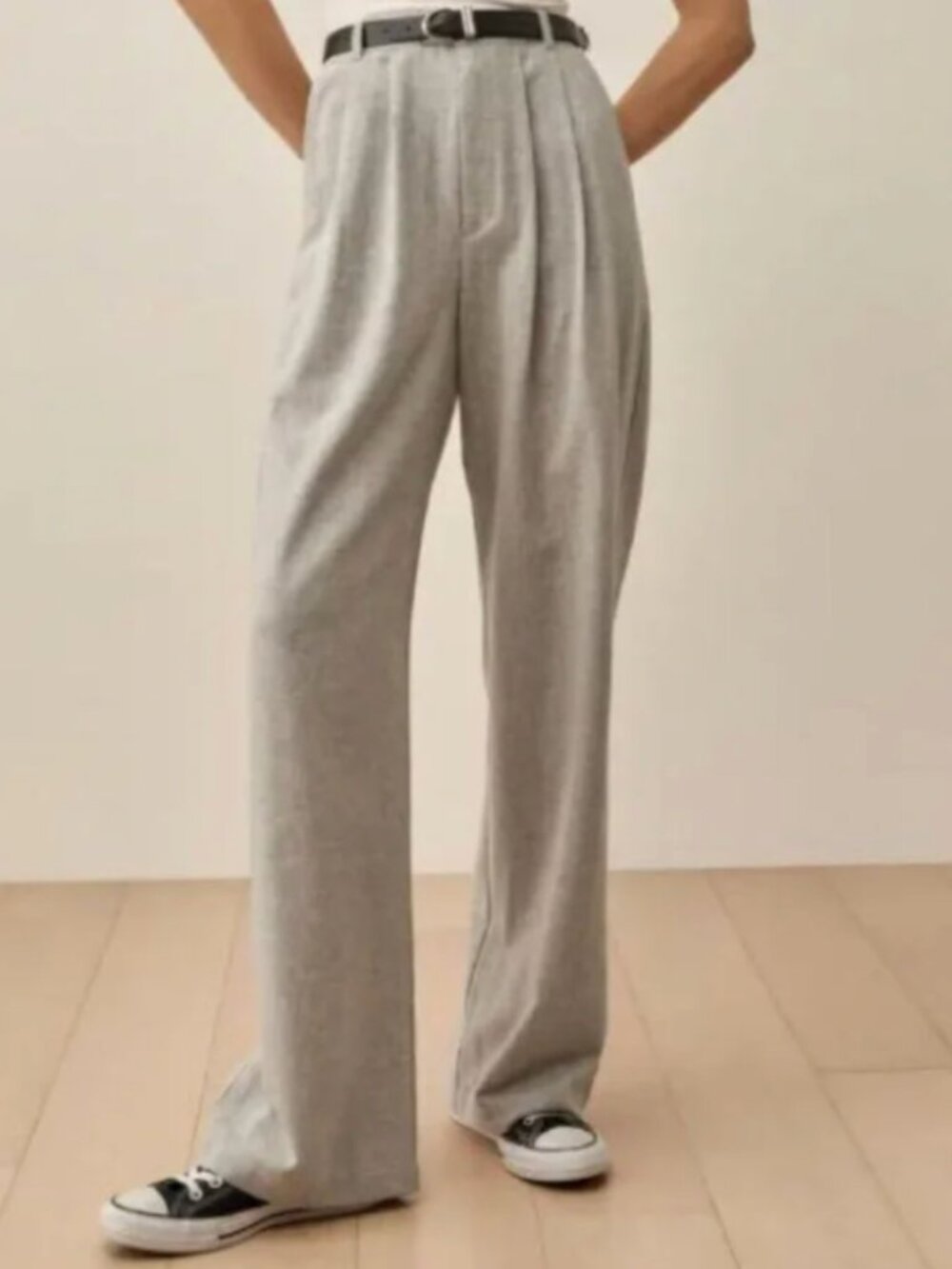 Reformation Montauk Pleated Trousers, Grey, Size 2 (Petite)